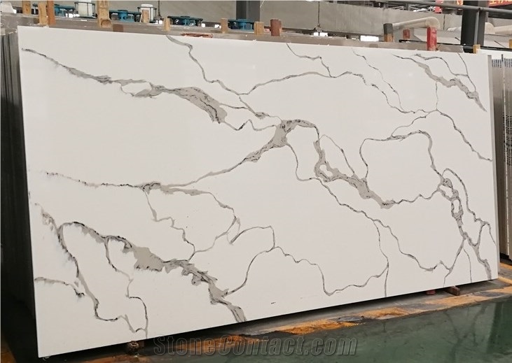 White Calacatta Quartz Slabs