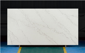 White Calacatta Quartz Stone Kitchen Project Slab