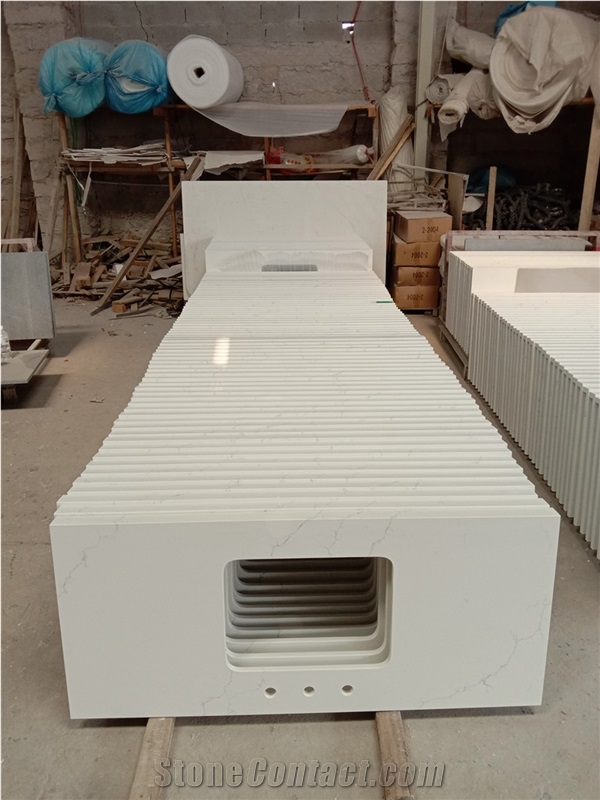 White Polished Calacatta Quartz Countertops