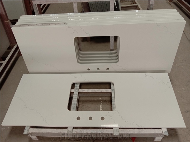 White Polished Calacatta Quartz Countertops