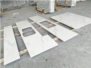 White Quartz Stone Bathroom Countertop