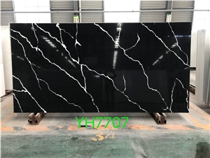 White Veins Calacatta Quartz Bathroom Slabs