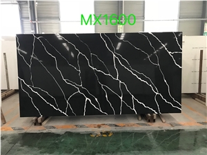 White Veins Calacatta Quartz Bathroom Slabs