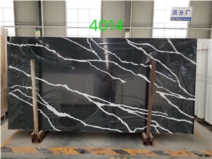 White Veins Calacatta Quartz Bathroom Slabs