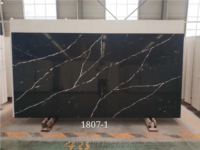 White Veins Calacatta Quartz Bathroom Slabs