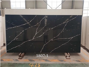 White Veins Calacatta Quartz Bathroom Slabs
