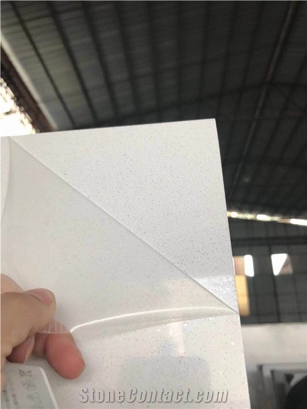 Artificial Quartz White with Crystal Panels