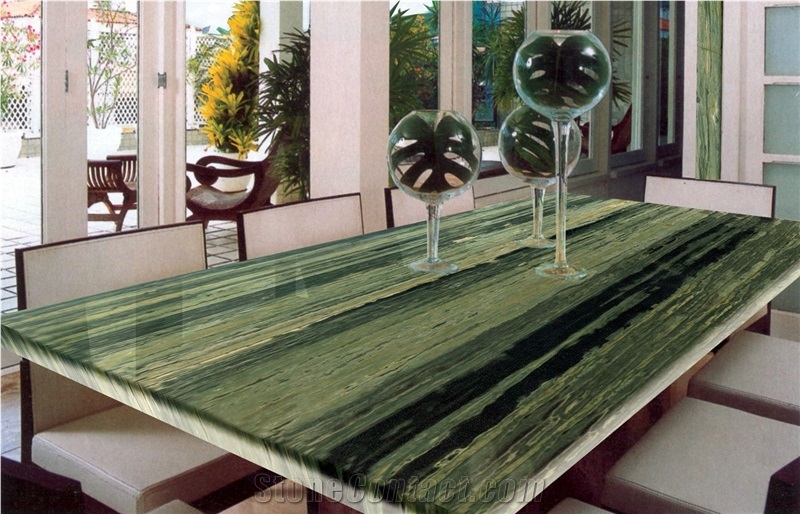 Brazil Verde Bamboom Quartzite Green Table