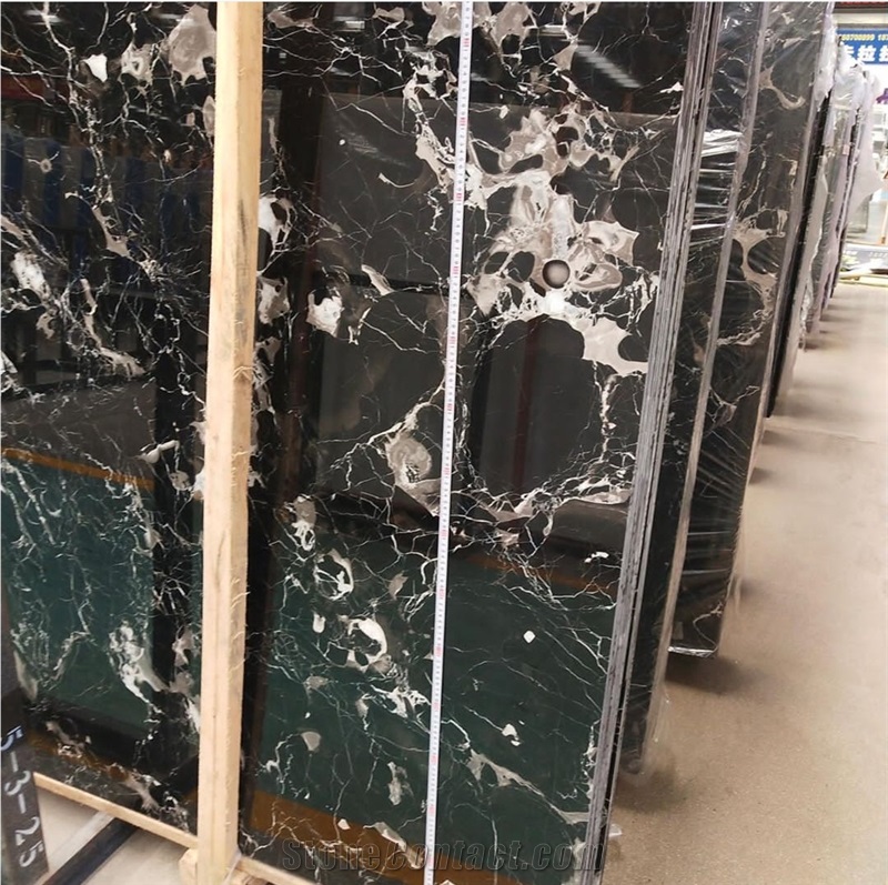 China Century Ice Black Marble Big Slab Polished
