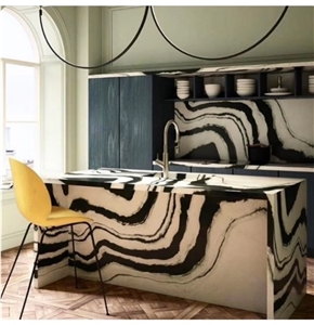 China Panda White Marble Black Veins Countertop