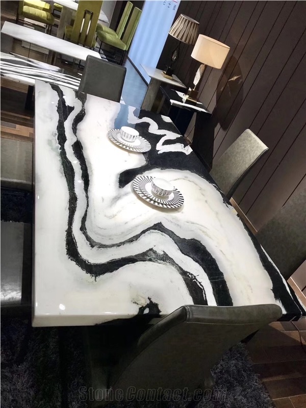 China Panda White Marble Black Veins Countertop