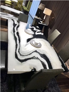 China Panda White Marble Black Veins Countertop