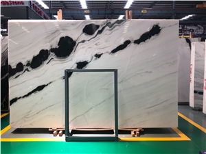 Panda Black White Bookmatch Marble Floor Step Tile