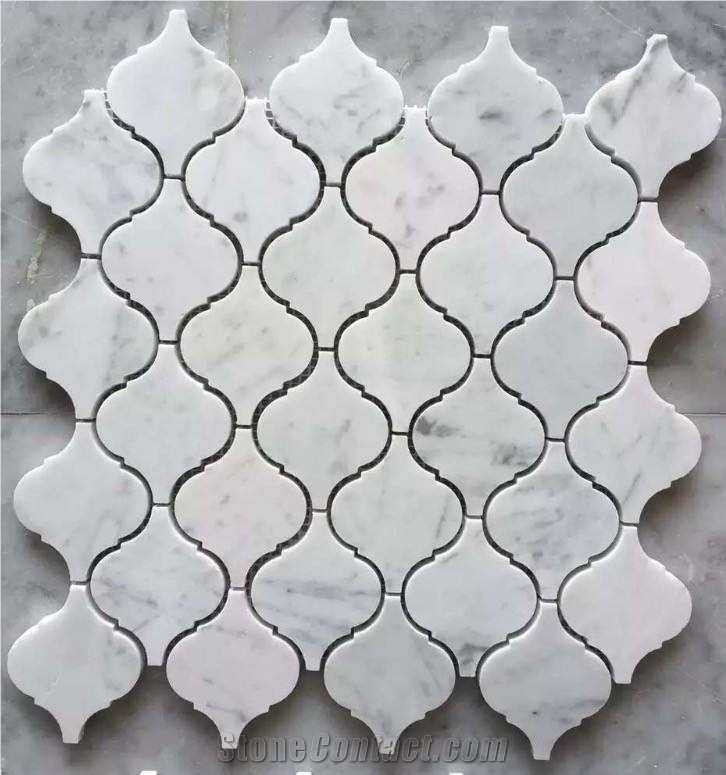 Polished Hexagon Carrara White Marble Mosaic