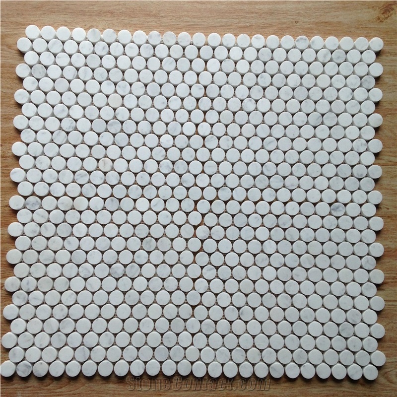 Polished Hexagon Carrara White Marble Mosaic