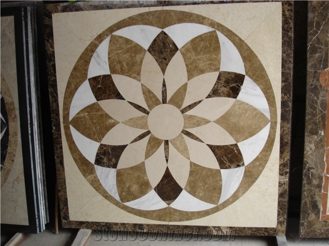 Polished Waterjet Square Marble Mdeallions Floor
