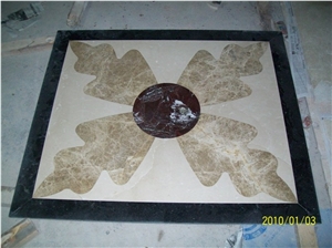 Polished Waterjet Square Marble Mdeallions Floor