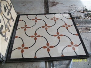 Polished Waterjet Square Marble Mdeallions Floor