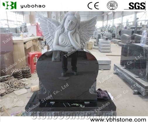 Absolute Black/Engraved Angle Granite Tombstone