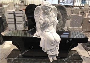 Absolute Black/Engraved Angle Granite Tombstone