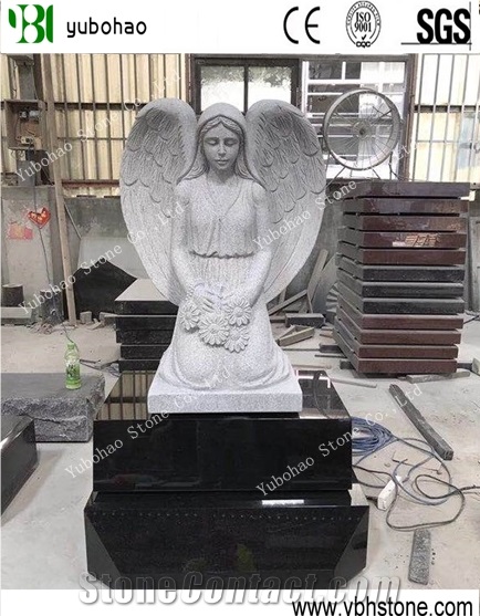 Absolute Black/Engraved Angle Granite Tombstone