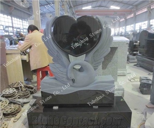 Absolute Black/Engraved Angle Granite Tombstone