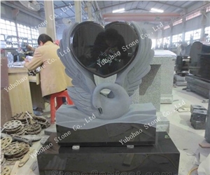 Absolute Black/Engraved Angle Granite Tombstone