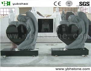 Absolute Black/Engraved Angle Granite Tombstone