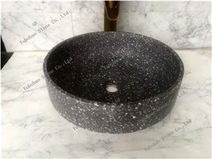 Grey Terrazzo Stone Wash Sinks for Bathroom