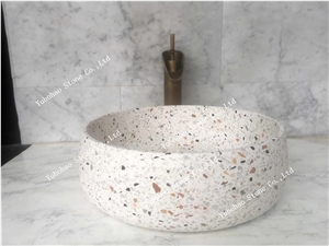 Multicolor Terrazzo Stone Vessl Sinks for Bathroom