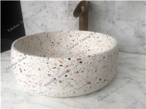 Multicolor Terrazzo Stone Vessl Sinks for Bathroom
