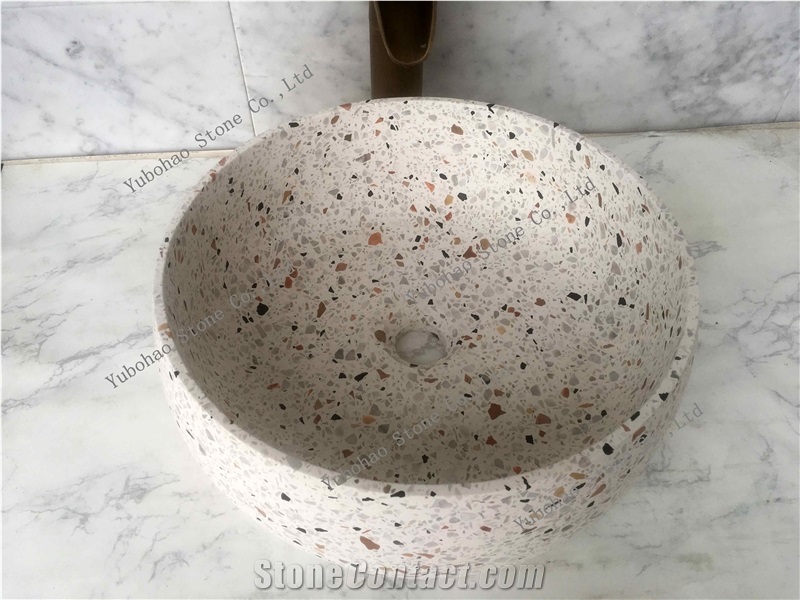 Multicolor Terrazzo Stone Vessl Sinks for Bathroom
