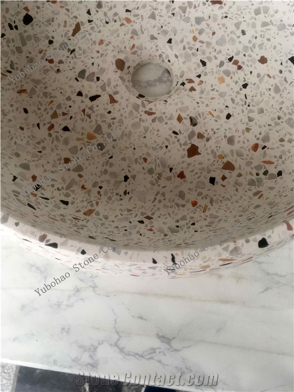 Multicolor Terrazzo Stone Vessl Sinks for Bathroom