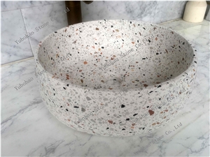 Multicolor Terrazzo Stone Vessl Sinks for Bathroom