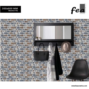 Gray Natural Stone Looks Digital Elevation Porcelain Wall Tiles 12"X24"