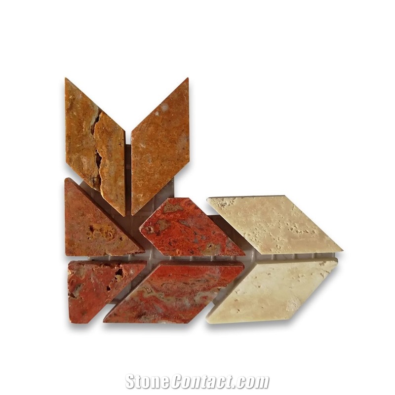 Arrow Gold 2.1x2.3 Mosaic Border Tiles Uk Polished