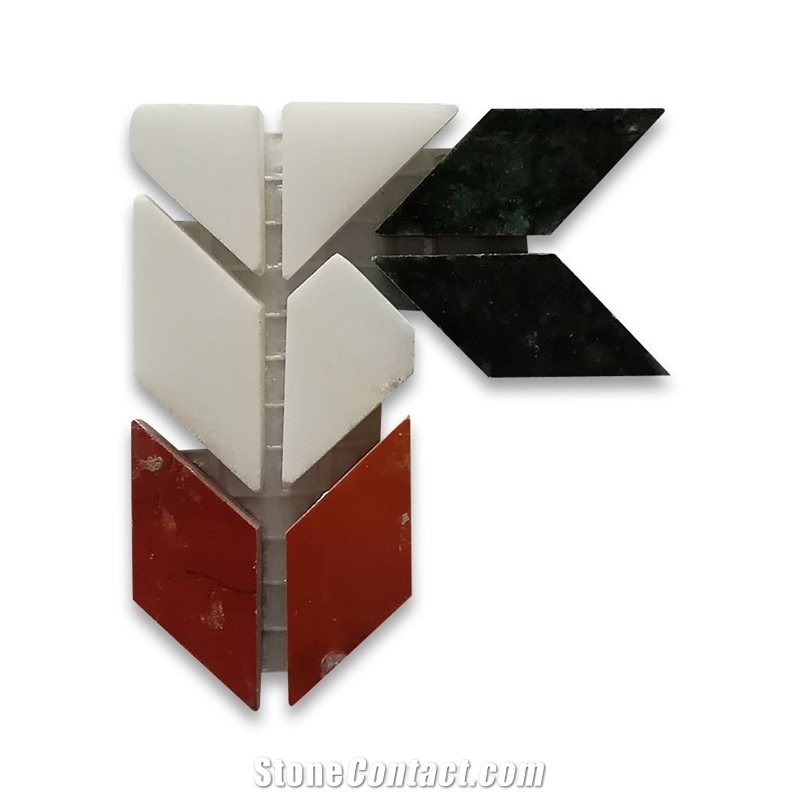 Arrow Rojo 2.1x2.3 Marble Mosaic Accent Border
