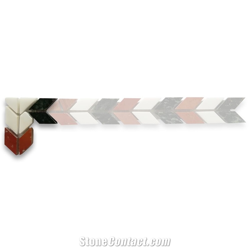 Arrow Rojo 2.1x2.3 Marble Mosaic Accent Border
