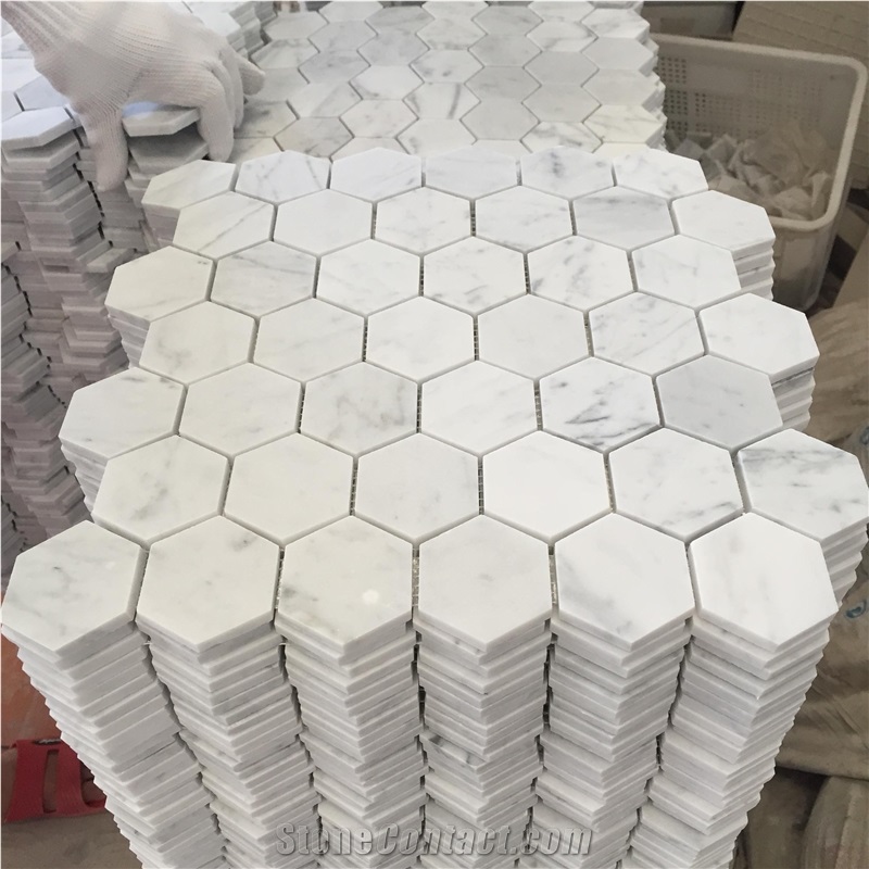 Bianco Carrara White Marble Hexagon Mosaic
