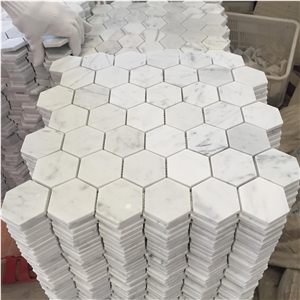 Bianco Carrara White Marble Hexagon Mosaic