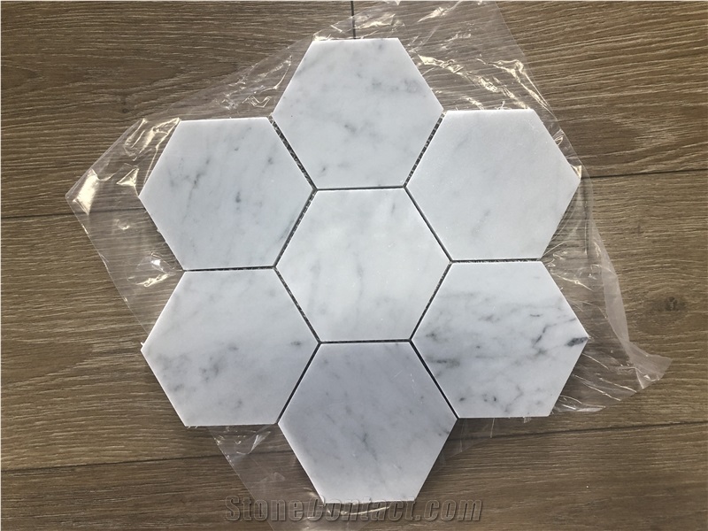 Bianco Carrara White Marble Mosaic Hexagon Mosaic