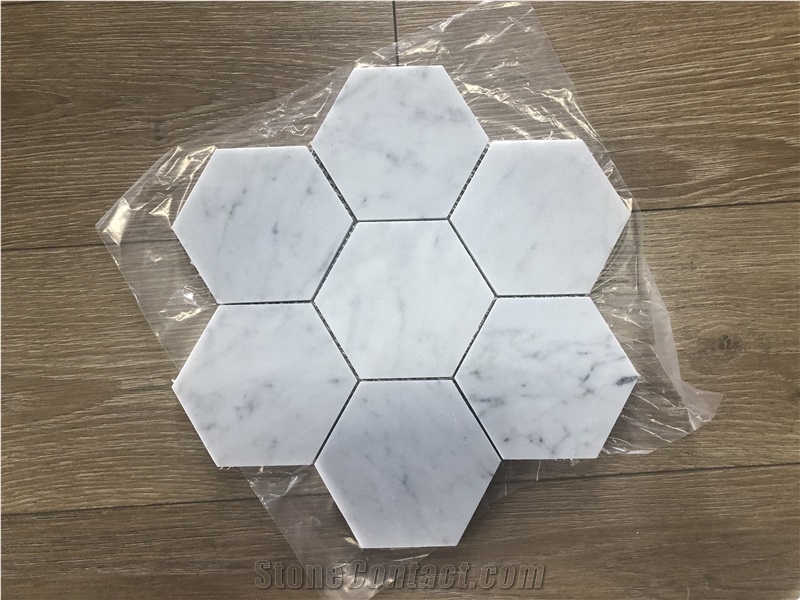 Bianco Carrara White Marble Mosaic Hexagon Mosaic