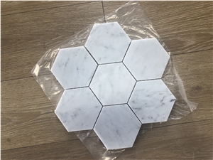 Bianco Carrara White Marble Mosaic Hexagon Mosaic