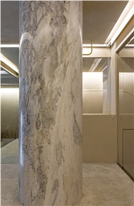 Big Size White Marble Grey Veins Column Pillar