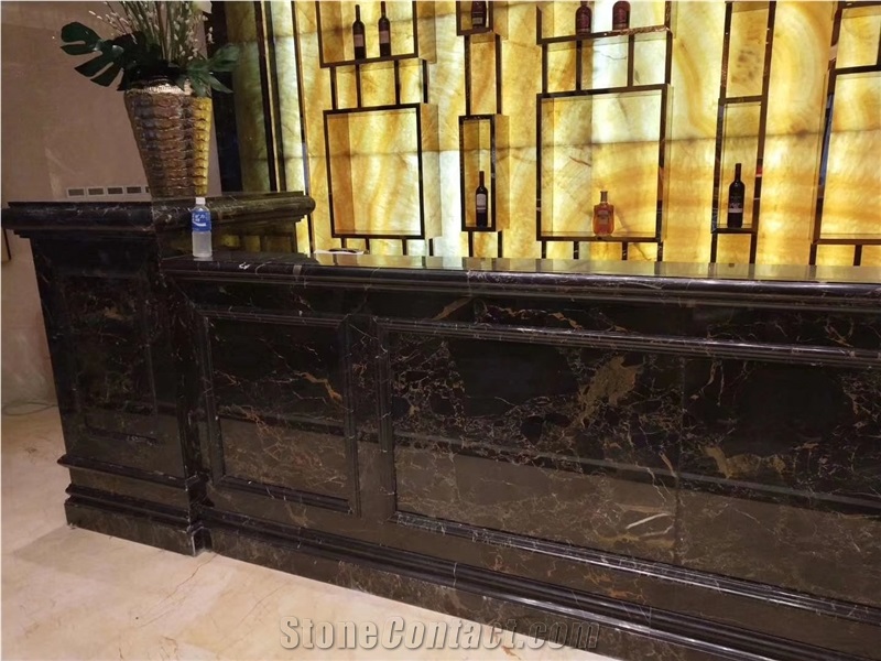 Black Gold Flower Marble Bar Top Design