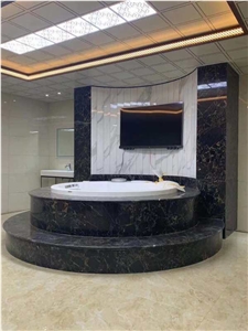 Black Gold Flower Marble Bar Top Design