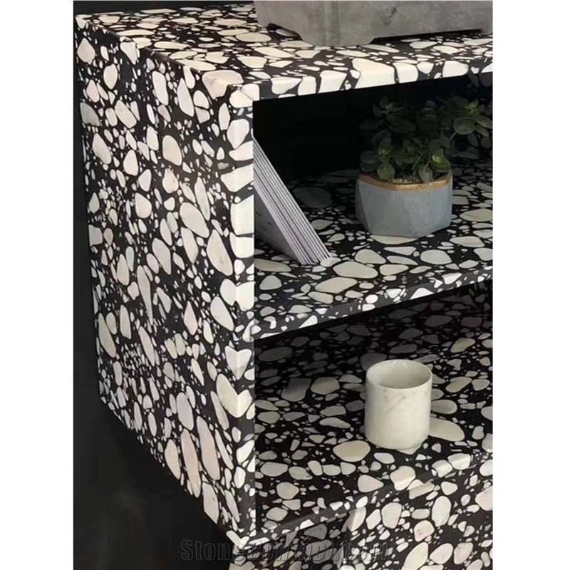 Black Terrazzo Bathroom Double Sink Vanity Tops