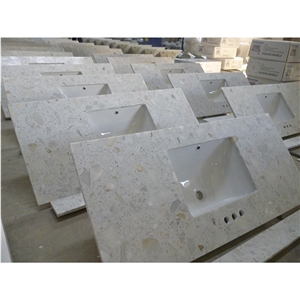 Black Terrazzo Bathroom Double Sink Vanity Tops
