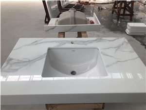 Calacatta Nano Crystallized Glass Counter Vanity