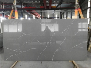 Carrara Grey with White Line Quartz Slab Wholesale